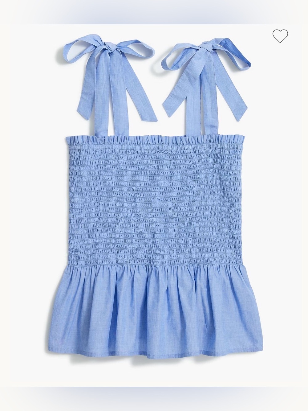 J. Crew Light Blue Smocked Tie-Shoulder Peplum Tank Size Medium - Picture 2 of 9